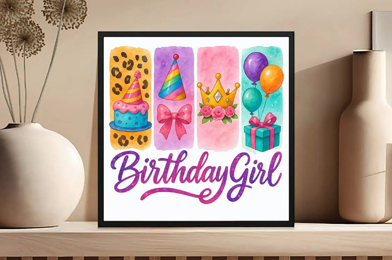 Brushstroke Birthday Girl Clipart Bundle - CraftNest - Digital Crafting and Art