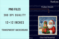 Vintage Christmas Stamps: Retro Santa, Snowman, Tree Clipart Bundle - CraftNest - Digital Crafting and Art