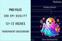 Retro Halloween Iridescent Ghost Clipart Bundle - CraftNest - Digital Crafting and Art