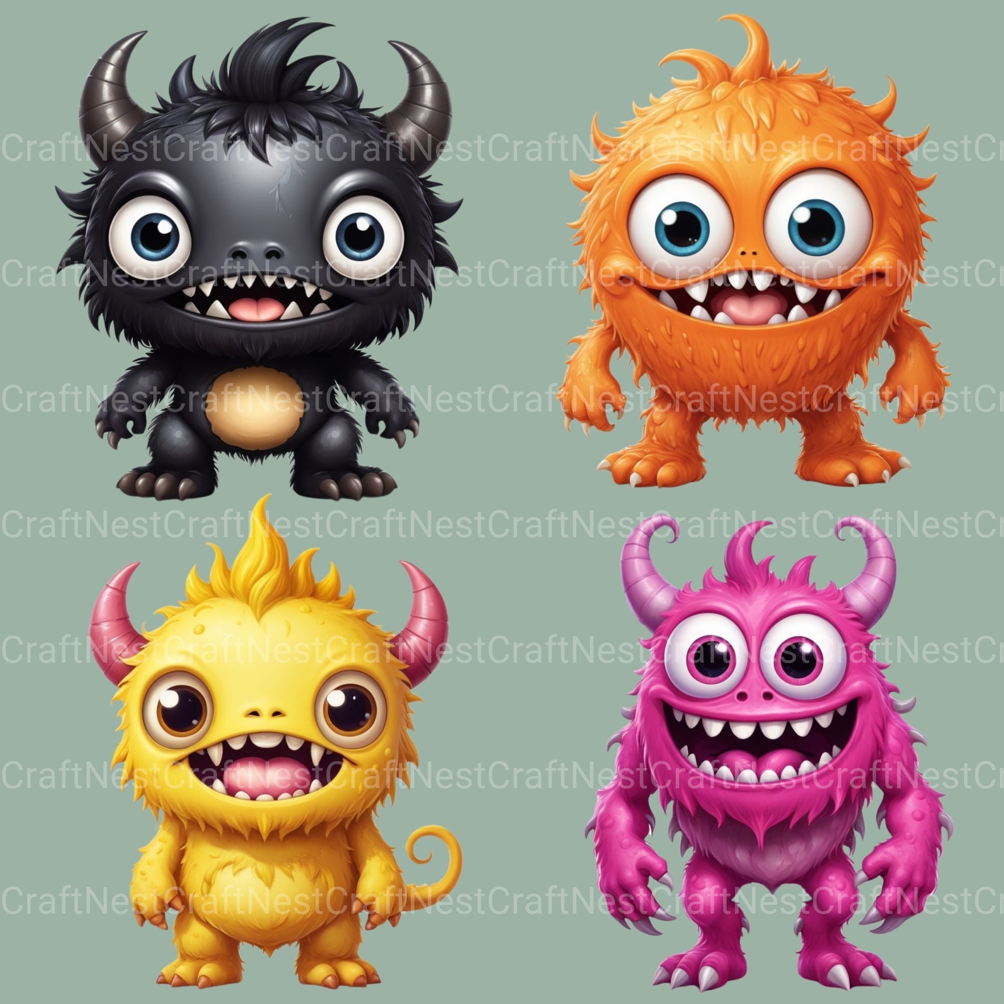 Cute Monsters Clipart Bundle