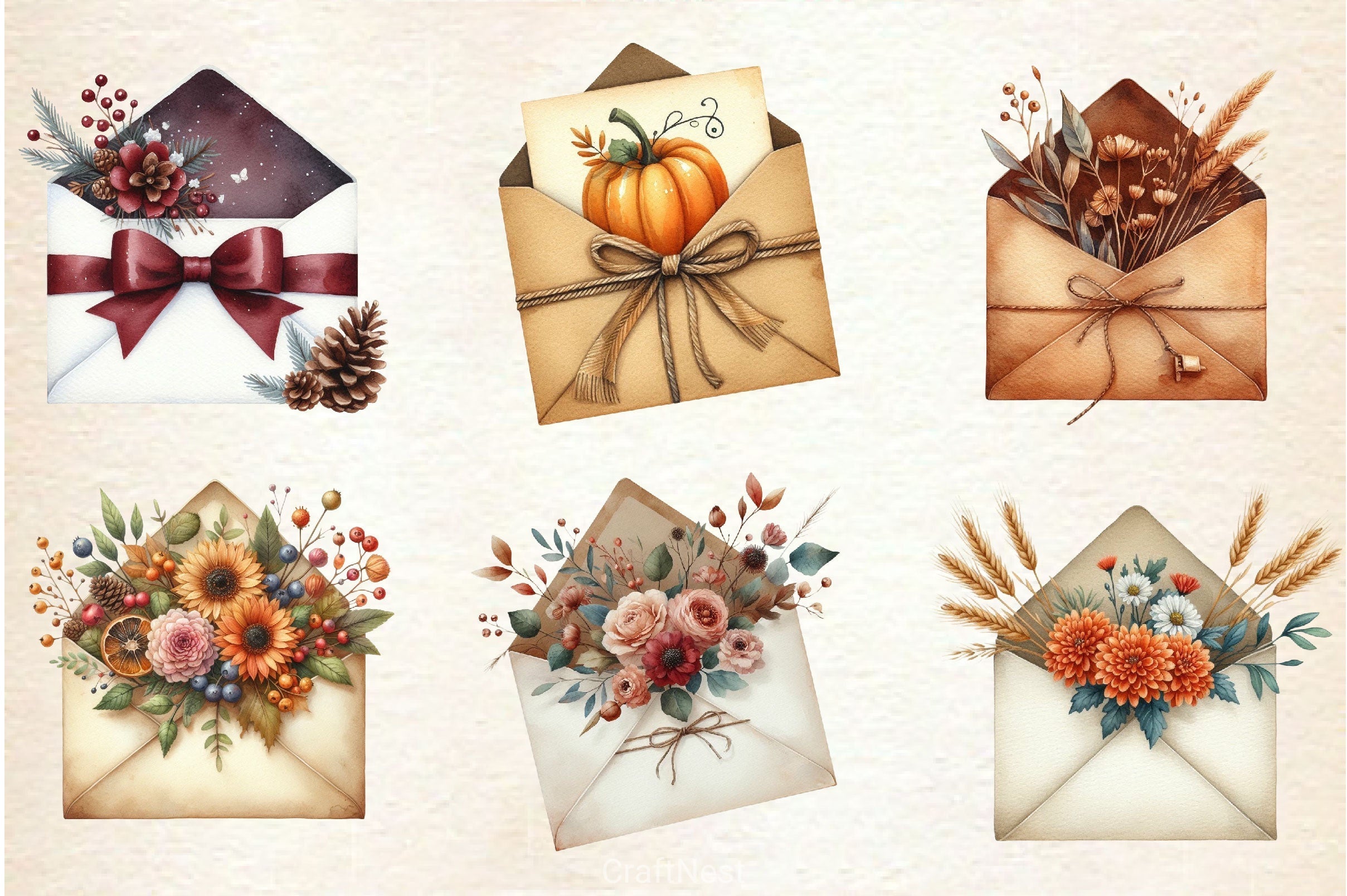 Autumn Envelope Clipart Bundle