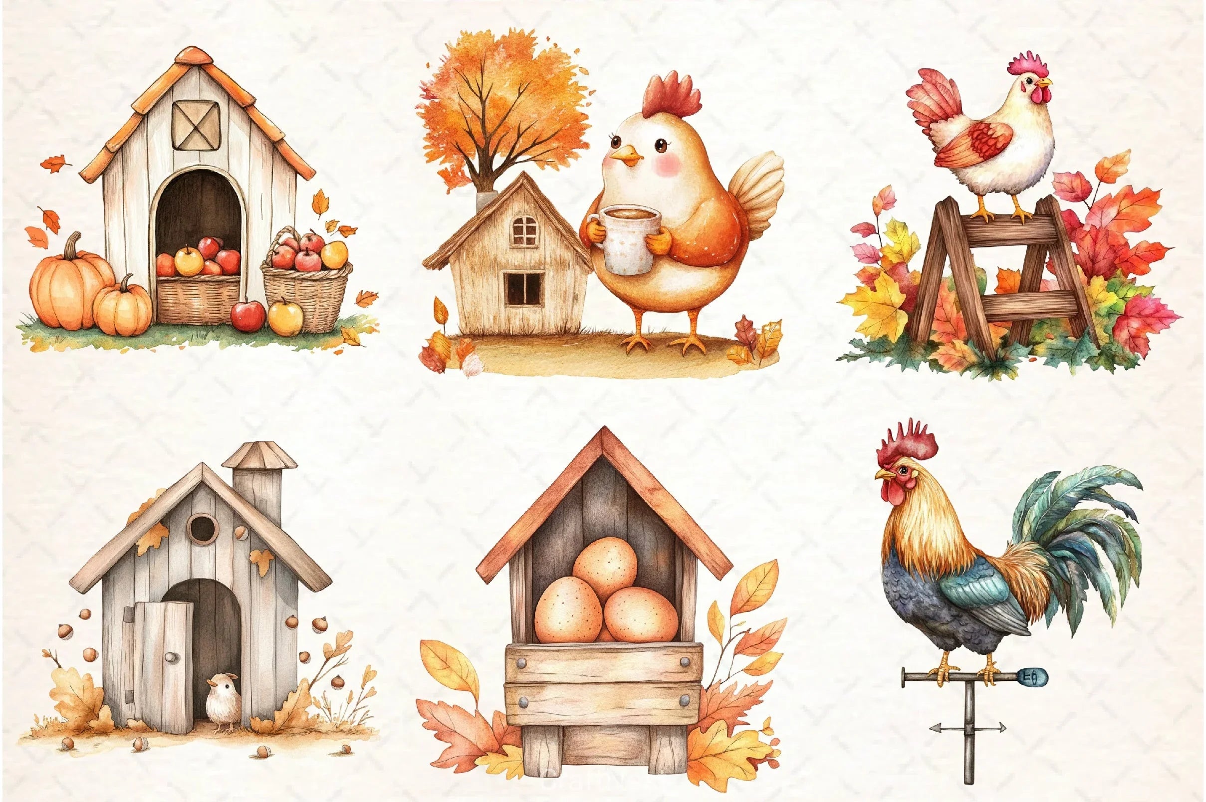 Autumn Chicken Coop Clipart Bundle - CraftNest - Digital Crafting and Art