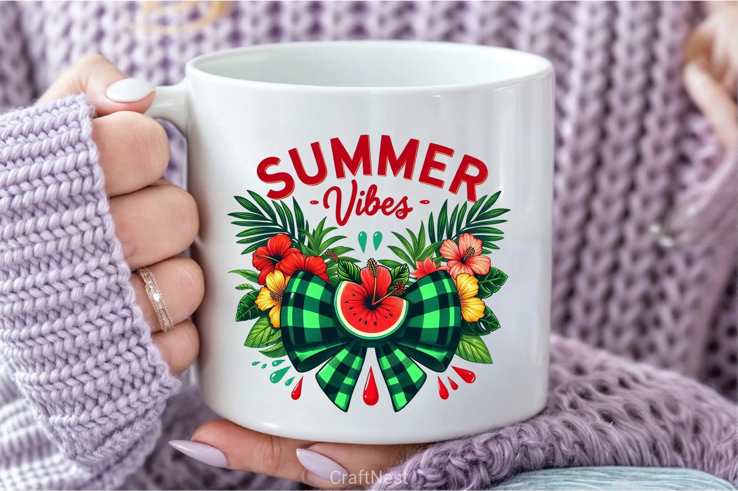 Retro Summer Vibes Watermelon Bow Clipart Bundle - CraftNest - Digital Crafting and Art