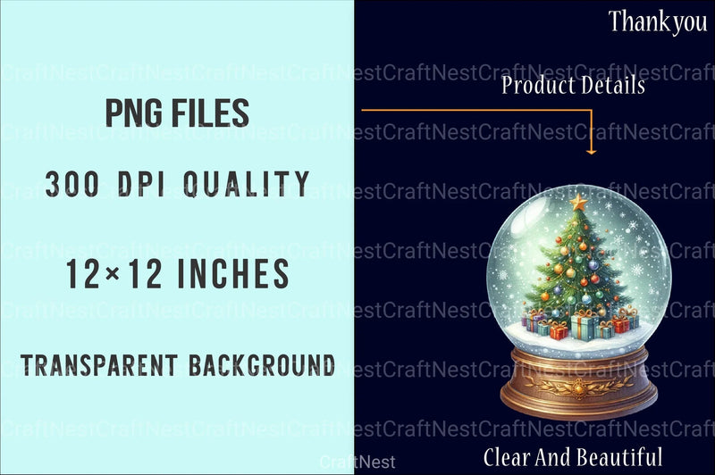 Christmas Snowglobe Village Clipart Bundle - CraftNest - Digital Crafting and Art