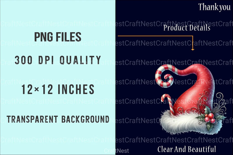 Santa Hat Christmas Decoration Clipart Bundle - CraftNest - Digital Crafting and Art