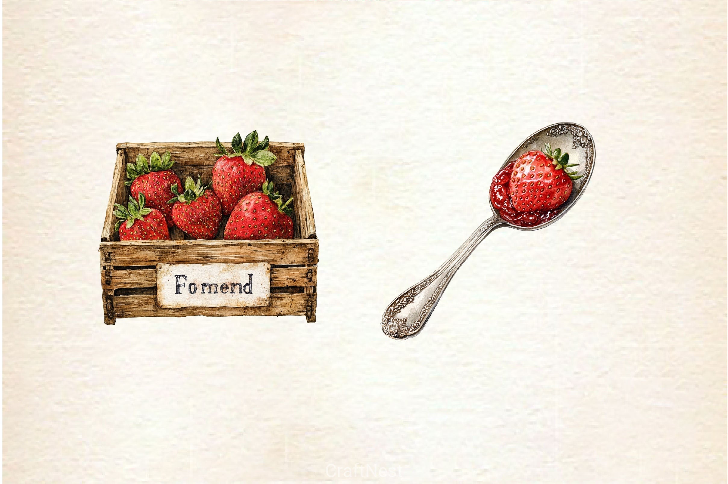 Vintage Strawberry Clipart Bundle