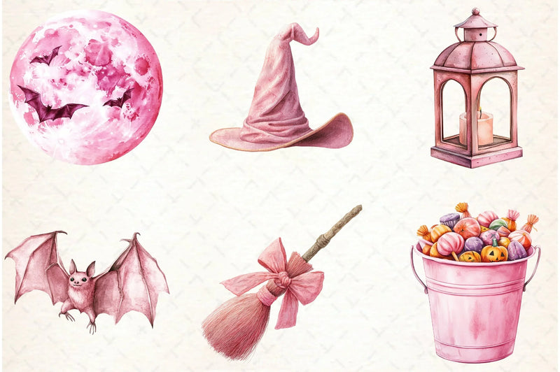 Pastel Pink Halloween Clipart Bundle - CraftNest - Digital Crafting and Art