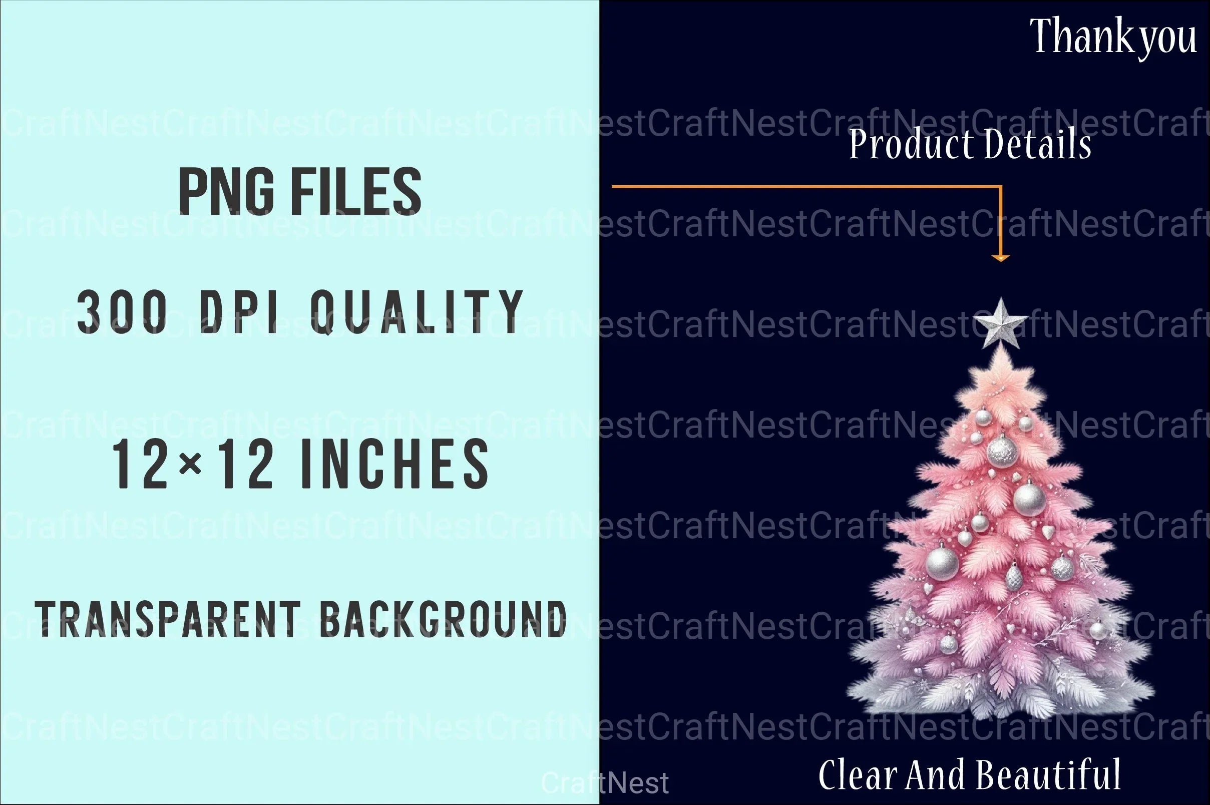 Silver Pink Christmas Pastel Decoration Clipart Bundle - CraftNest - Digital Crafting and Art