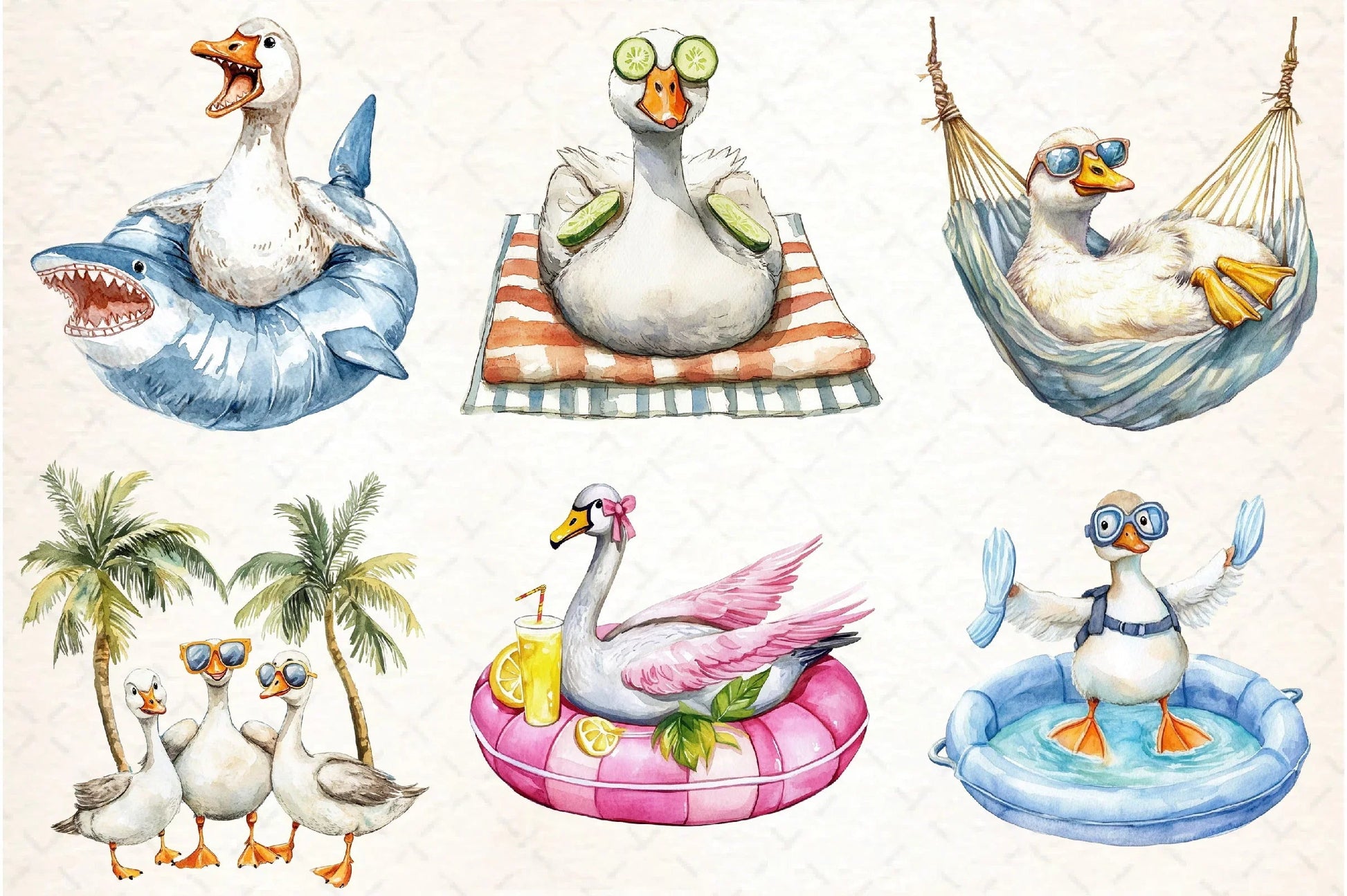 Silly Summer Goose Clipart Bundle - CraftNest - Digital Crafting and Art