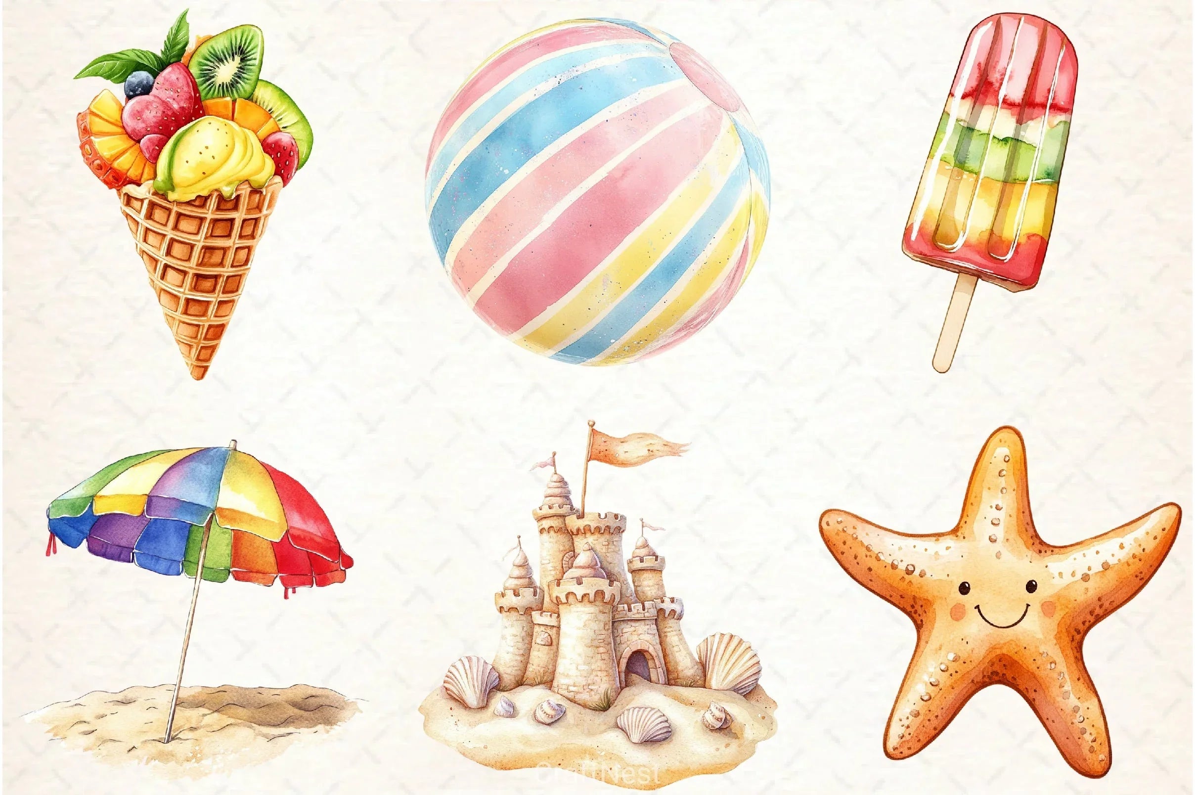 Summer Beach Fun Clipart Set - CraftNest - Digital Crafting and Art