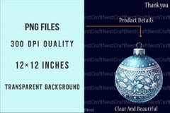 Blue Baubles Christmas Tree Ornaments Clipart Bundle - CraftNest - Digital Crafting and Art
