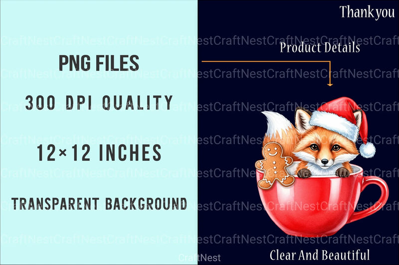 Cute Christmas Hot Cocoa Cup Clipart Bundle - CraftNest - Digital Crafting and Art