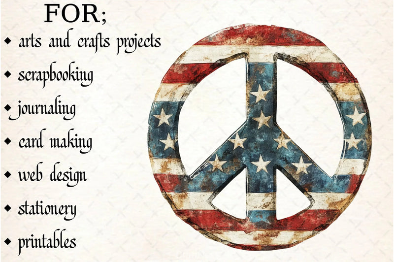 4th of July Peace Sign Clipart Bundle - CraftNest - Digital Crafting and Art