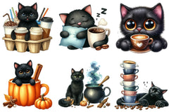 Cat Silhouette Coffee Clipart Bundle - CraftNest - Digital Crafting and Art