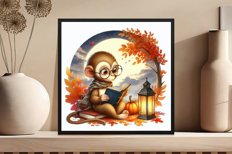 Cute Autumn Monkey Clipart Bundle - CraftNest - Digital Crafting and Art