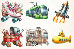 Transportation Clipart Bundle - CraftNest - Digital Crafting and Art