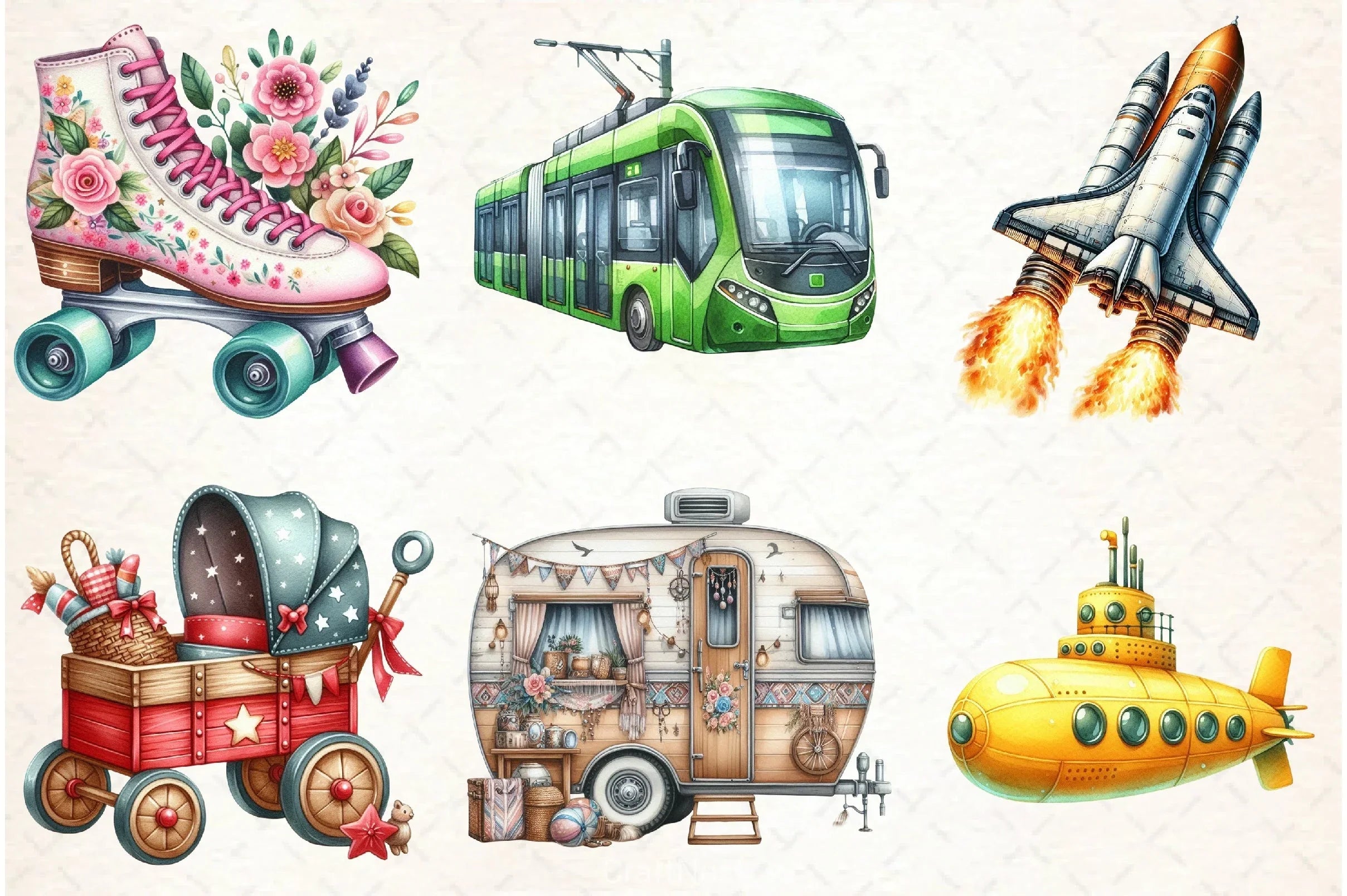 Transportation Clipart Bundle - CraftNest - Digital Crafting and Art