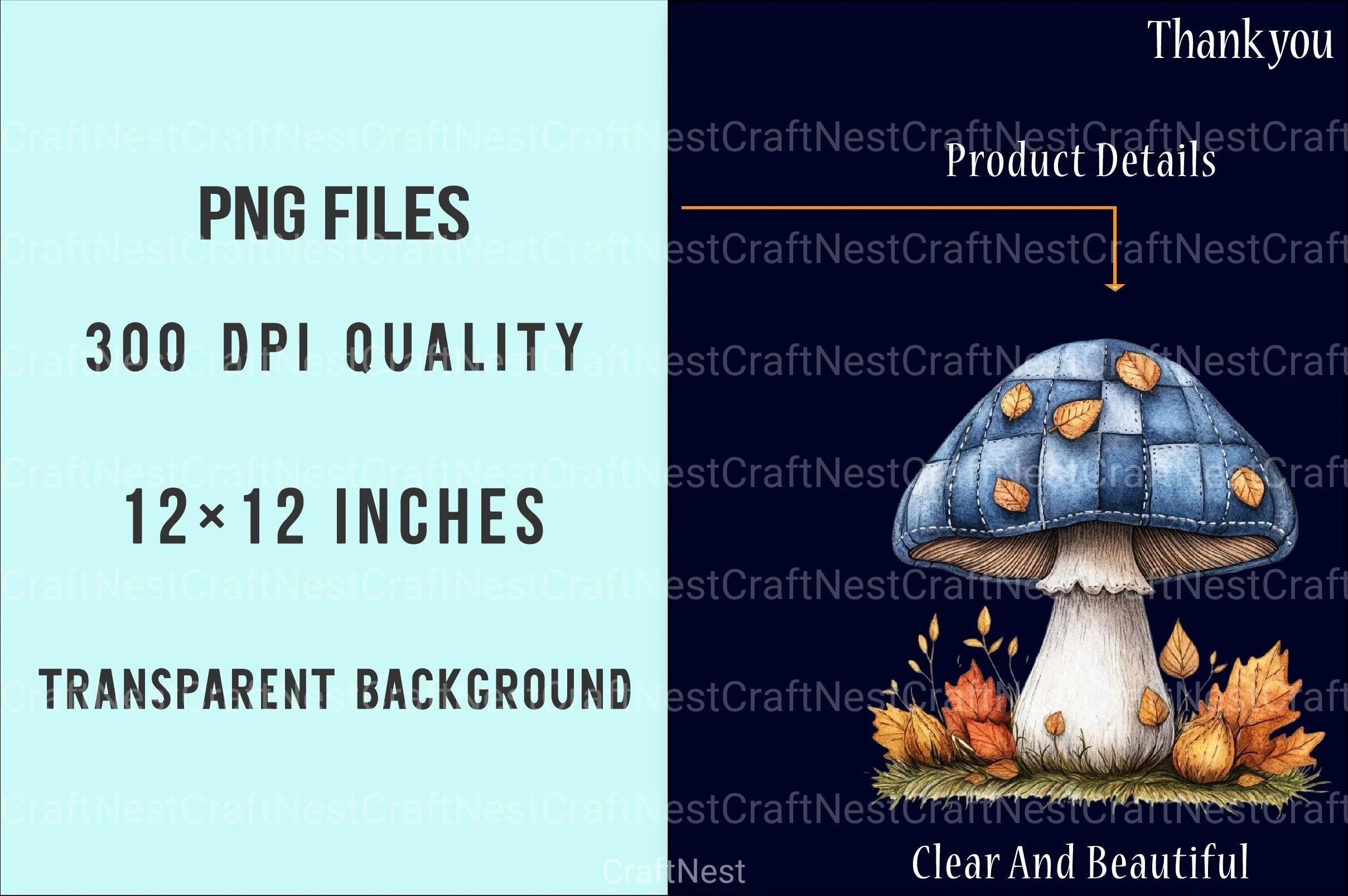 Blue Patchwork Autumn Clipart Set Bundle - CraftNest - Digital Crafting and Art