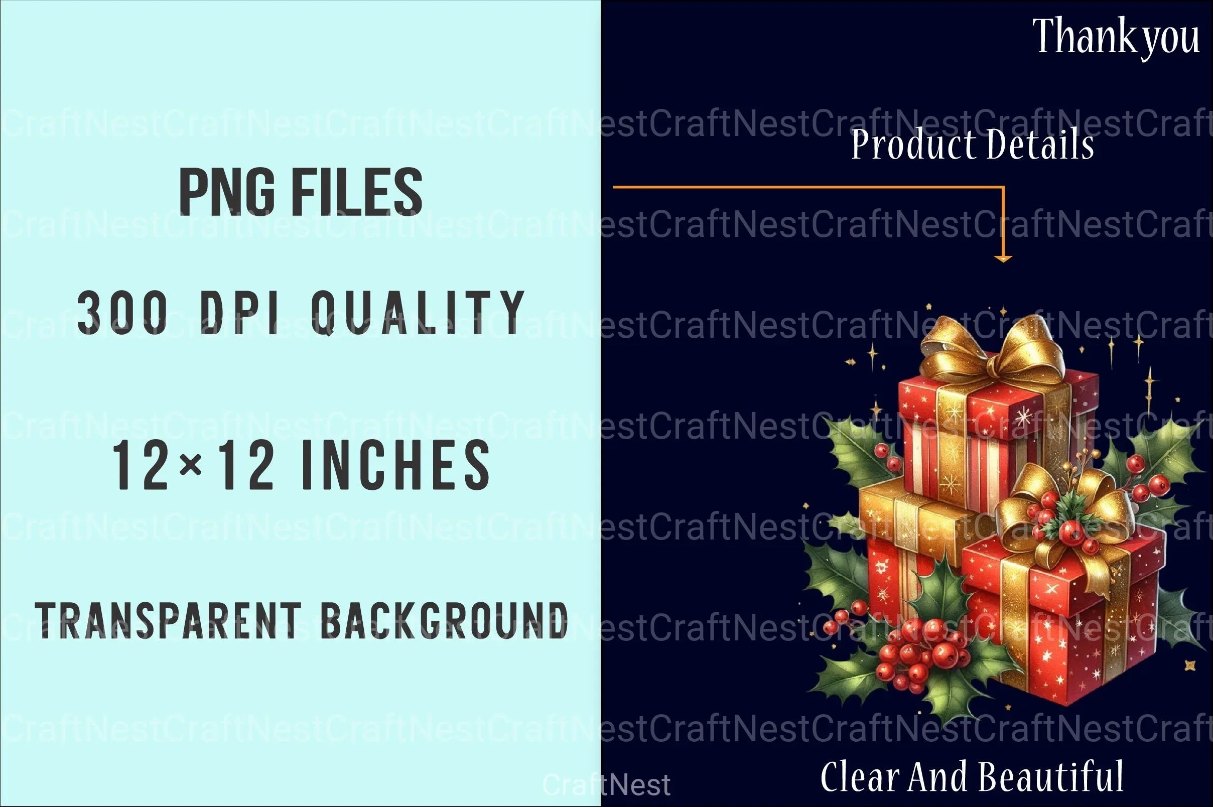 Christmas Presents & Gifts Clipart Bundle for Commercial Use - CraftNest - Digital Crafting and Art