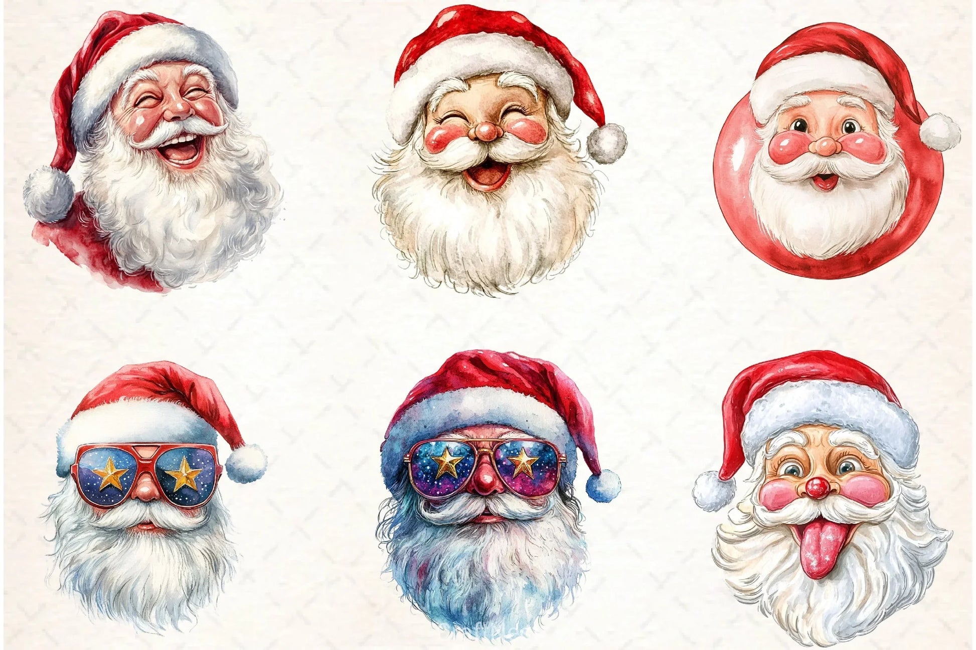 Retro Santa Claus Face Clipart Bundle - CraftNest - Digital Crafting and Art