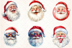 Retro Santa Claus Face Clipart Bundle - CraftNest - Digital Crafting and Art