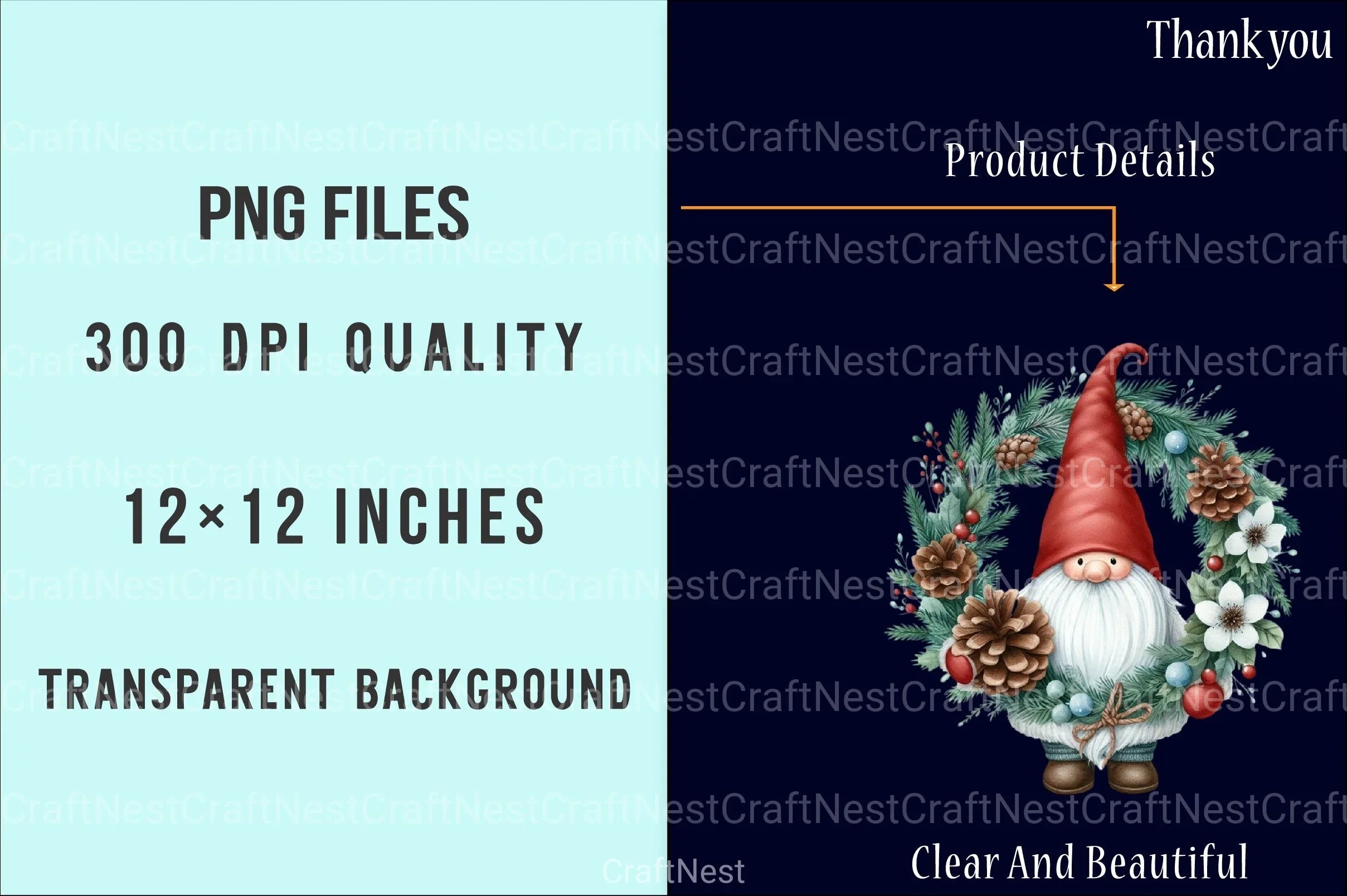 White Christmas Gnomes Clipart Bundle for Winter Holidays - CraftNest - Digital Crafting and Art