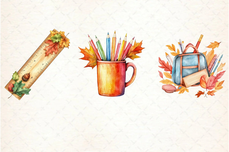 Autumn School Clipart Bundle - CraftNest - Digital Crafting and Art