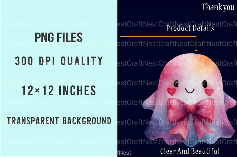 Iridescent Halloween Ghost Clipart Bundle 8 - CraftNest - Digital Crafting and Art