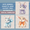 Bunnies Coquette Bow Clipart Bundle