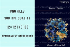 Blue and Gold Christmas Navy Clipart Bundle - CraftNest - Digital Crafting and Art