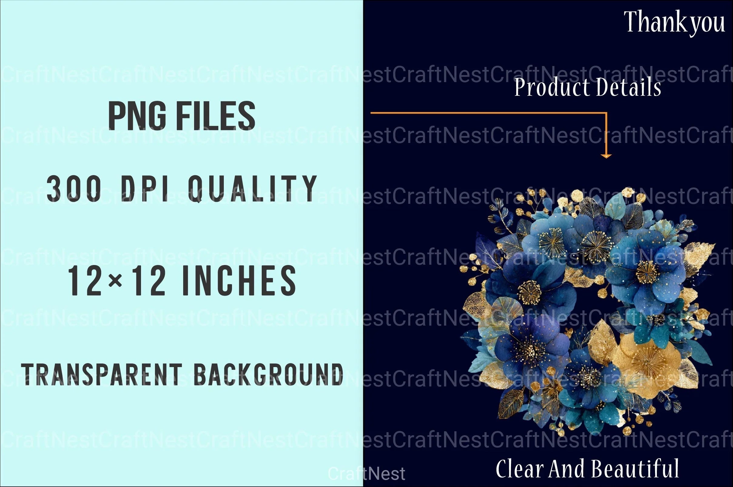 Blue and Gold Christmas Navy Clipart Bundle - CraftNest - Digital Crafting and Art