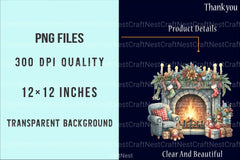 Cozy Christmas Fireplace Decoration Clipart Bundle - CraftNest - Digital Crafting and Art