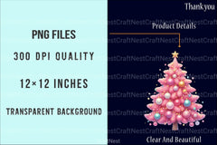 Pink Christmas Tree Clip Art Bundle - CraftNest - Digital Crafting and Art