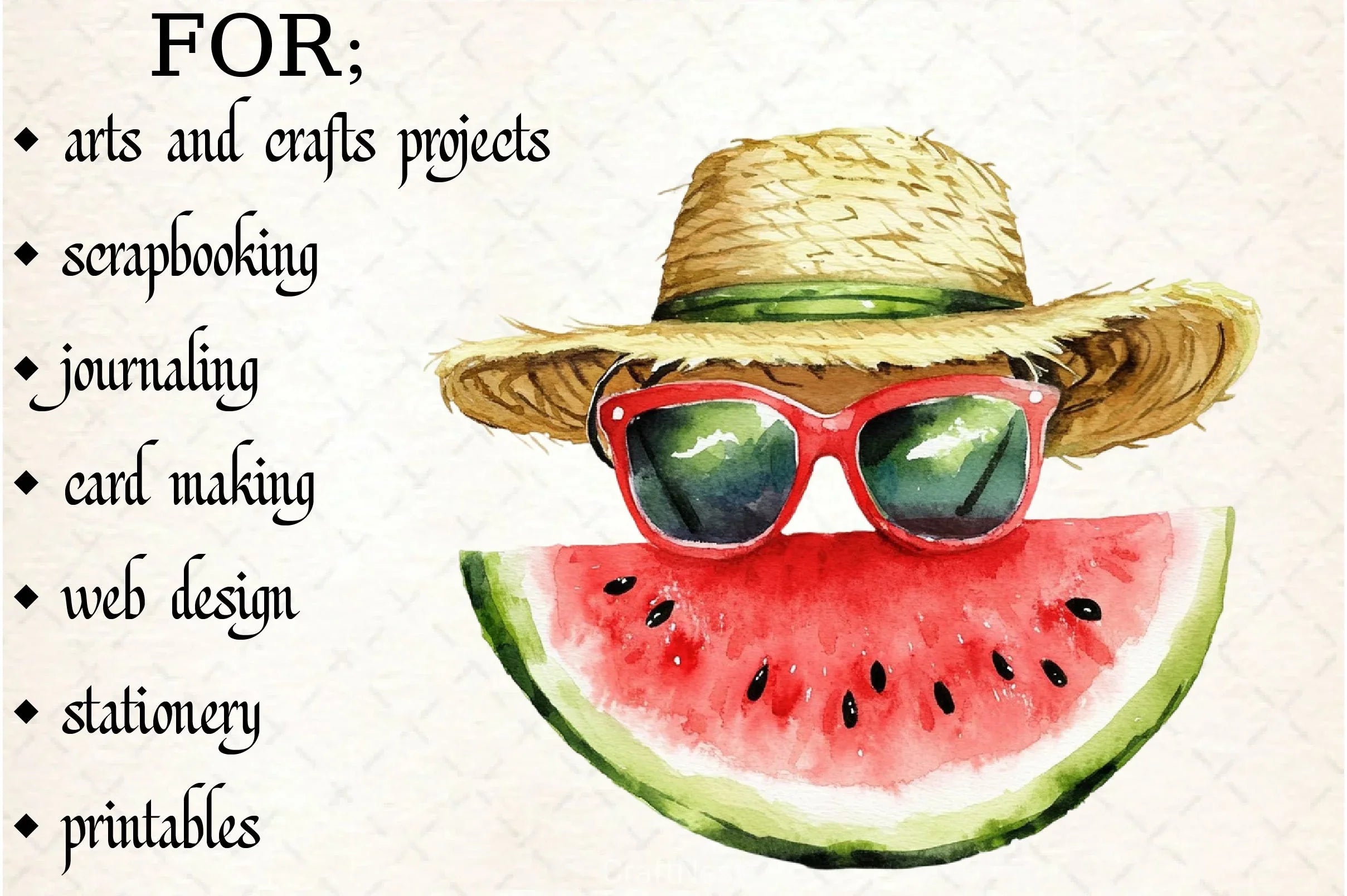 Summer Watermelon Clipart Bundle - CraftNest - Digital Crafting and Art