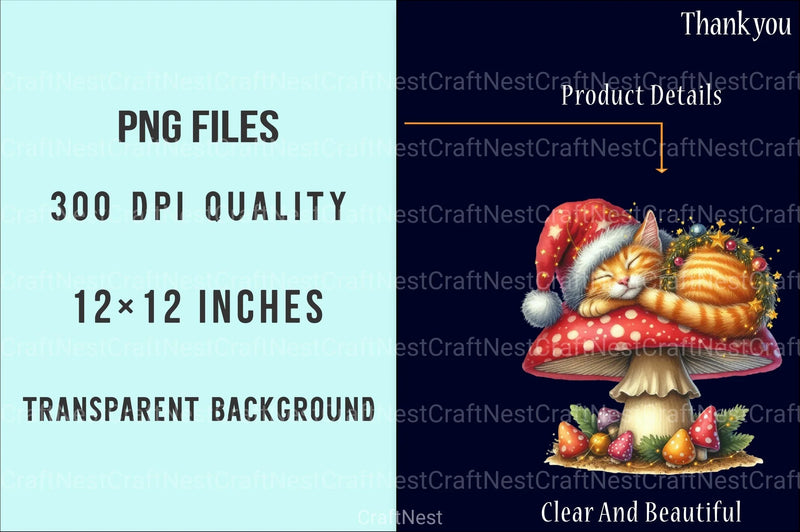 Christmas Kitten Graphics: Cat Clipart Bundle - CraftNest - Digital Crafting and Art