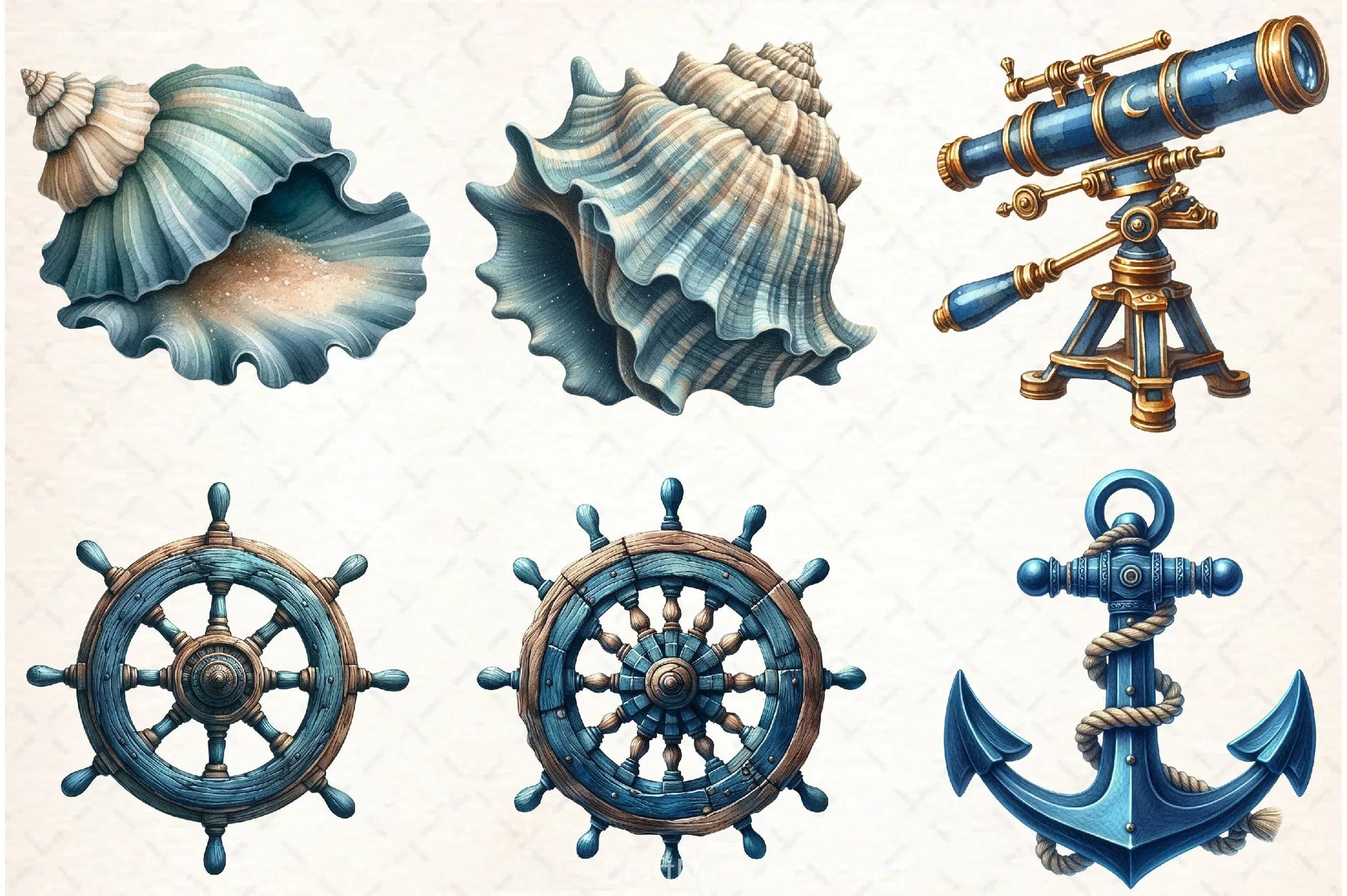 Blue Nautical Clipart Bundle - CraftNest - Digital Crafting and Art