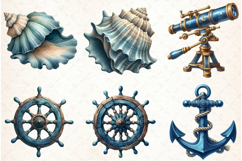 Blue Nautical Clipart Bundle - CraftNest - Digital Crafting and Art