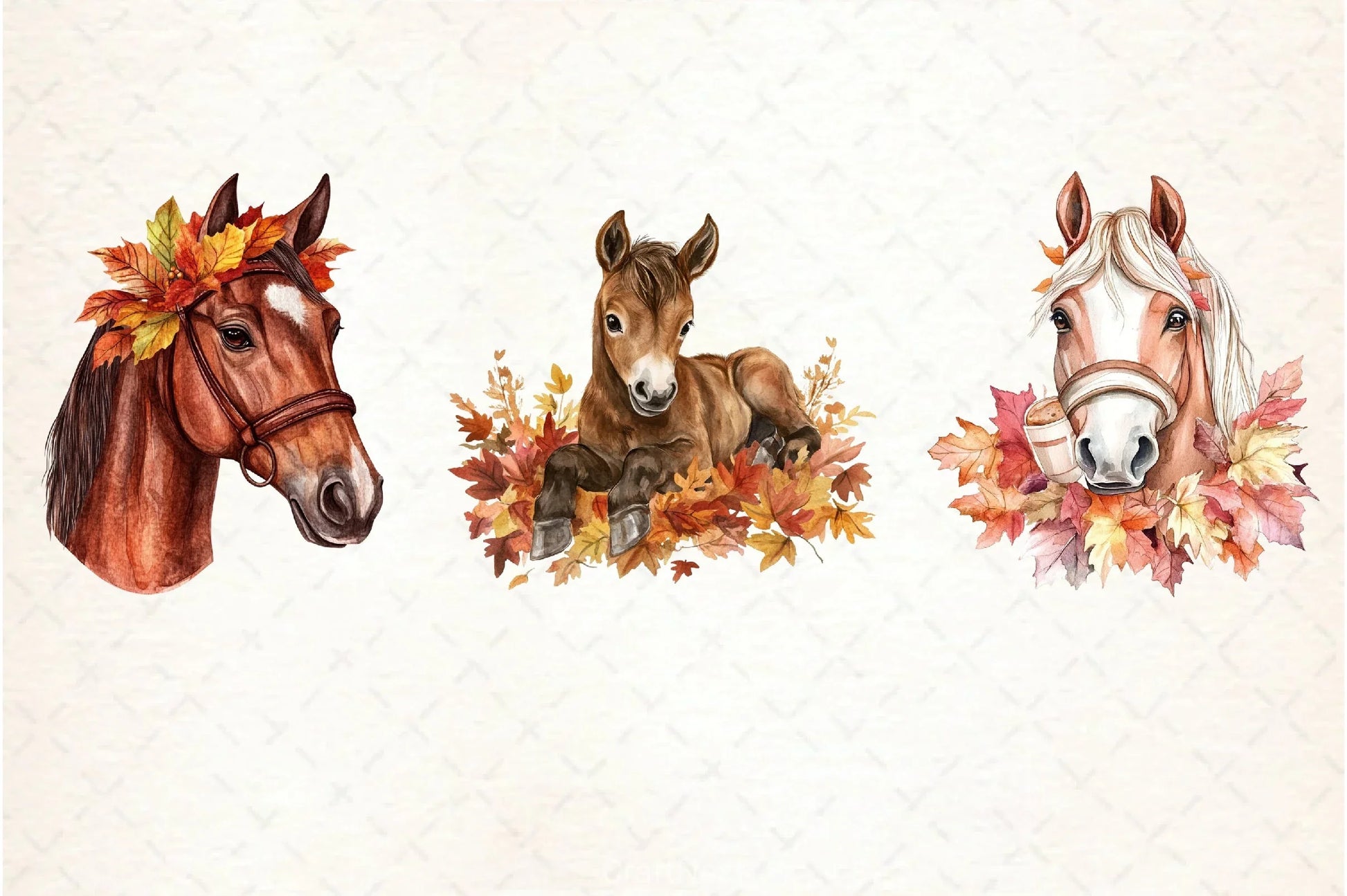 Autumn Brown Horse Clipart Bundle - CraftNest - Digital Crafting and Art