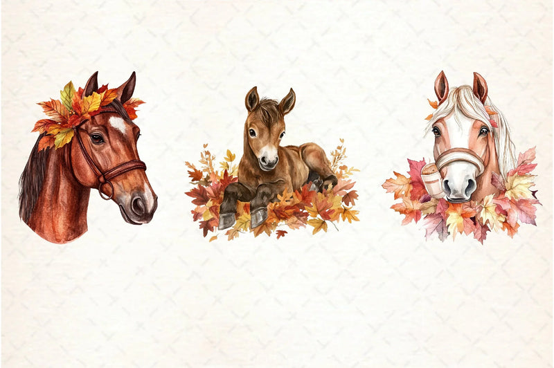 Autumn Brown Horse Clipart Bundle - CraftNest - Digital Crafting and Art