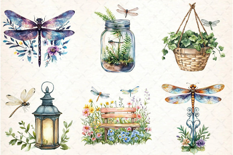 Summer Dragonfly Garden Clipart Bundle - CraftNest - Digital Crafting and Art