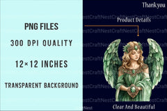 Green Stone Angel Figures Clipart Bundle - CraftNest - Digital Crafting and Art
