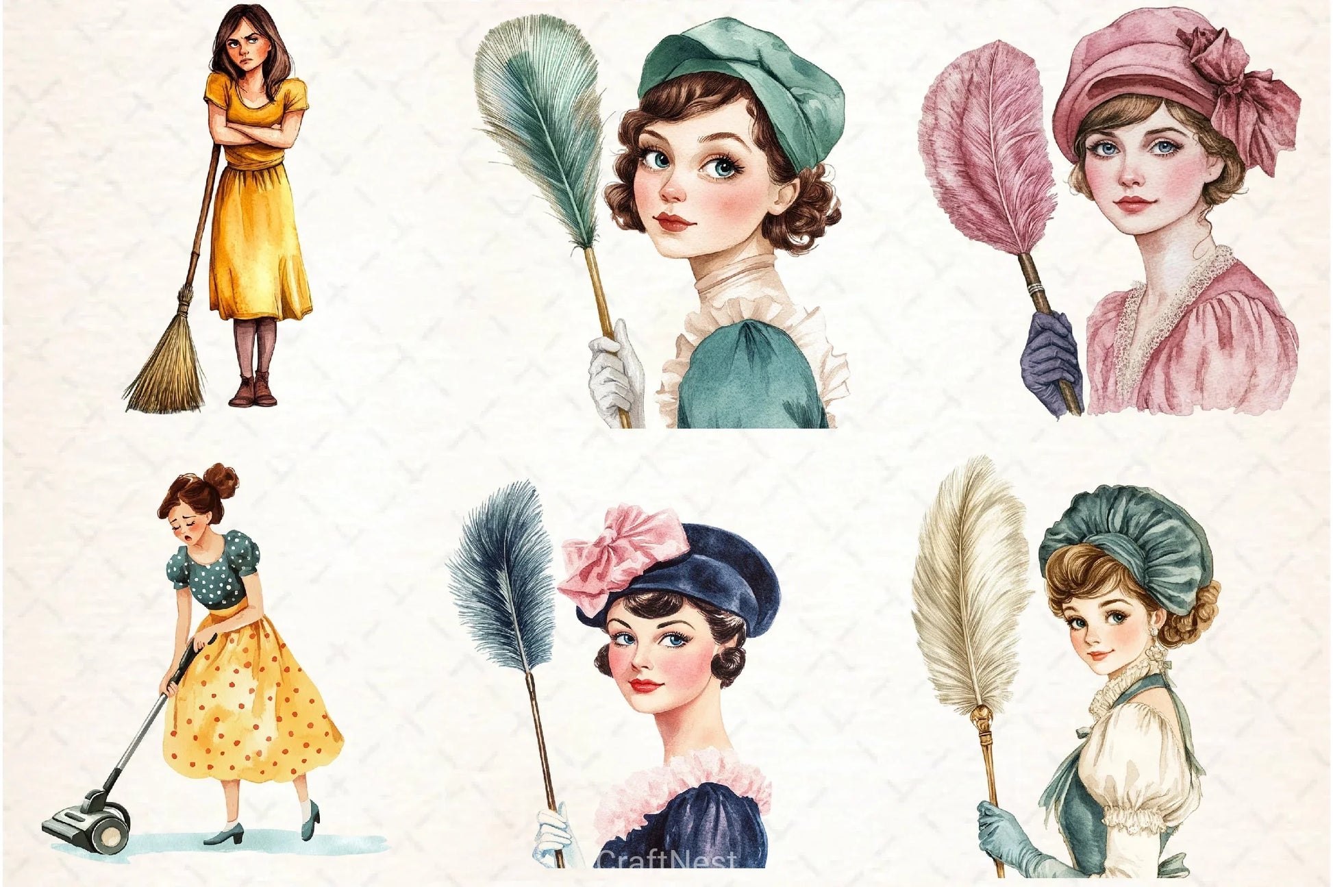 Retro Housewife Clipart Bundle 4 - CraftNest - Digital Crafting and Art