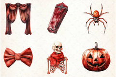 Vintage Red Halloween Clipart Bundle - CraftNest - Digital Crafting and Art