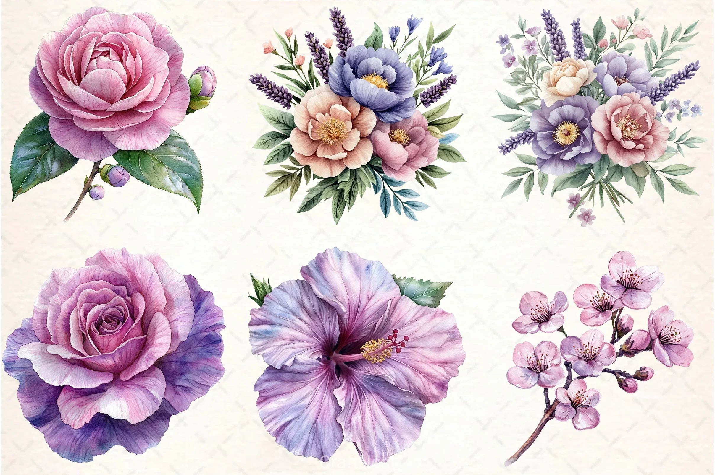 Lavender & Pink Flowers Clipart Bundle 2 - CraftNest - Digital Crafting and Art