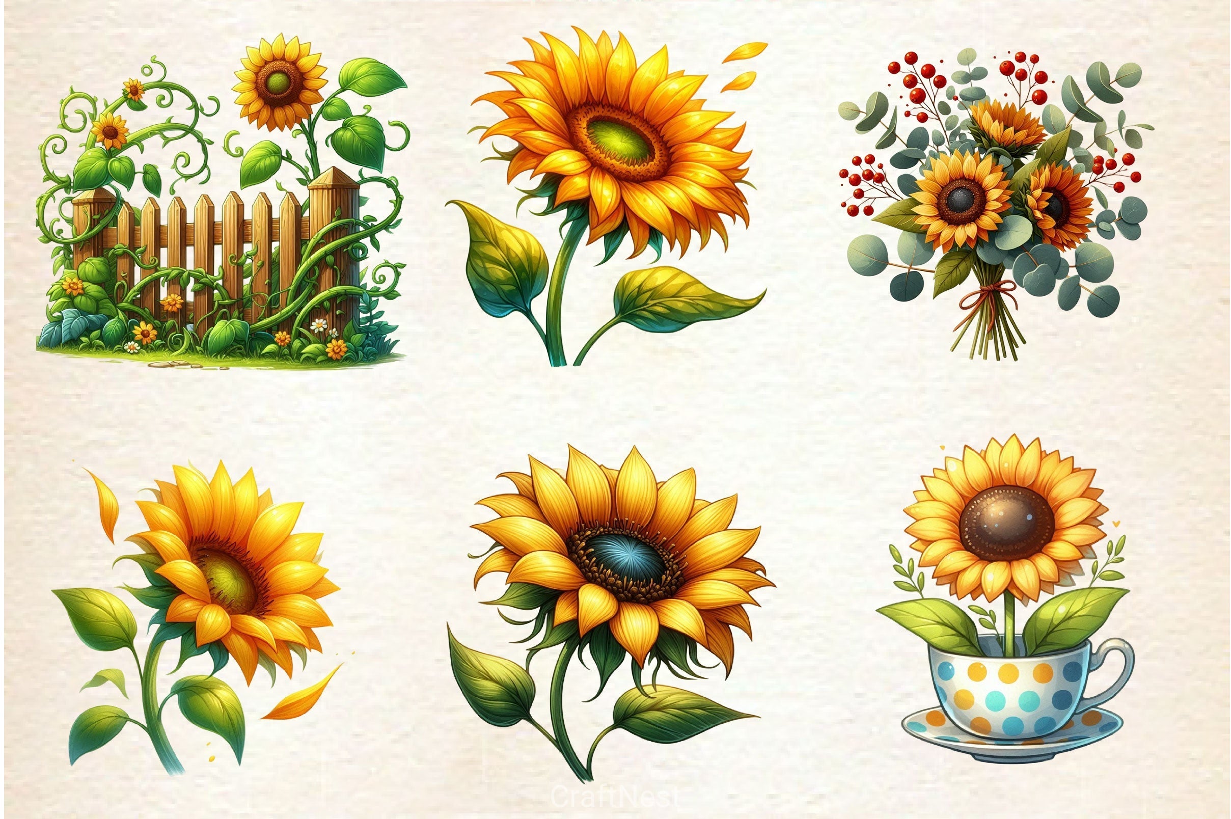 Summer Sunflower Clipart Bundle 2