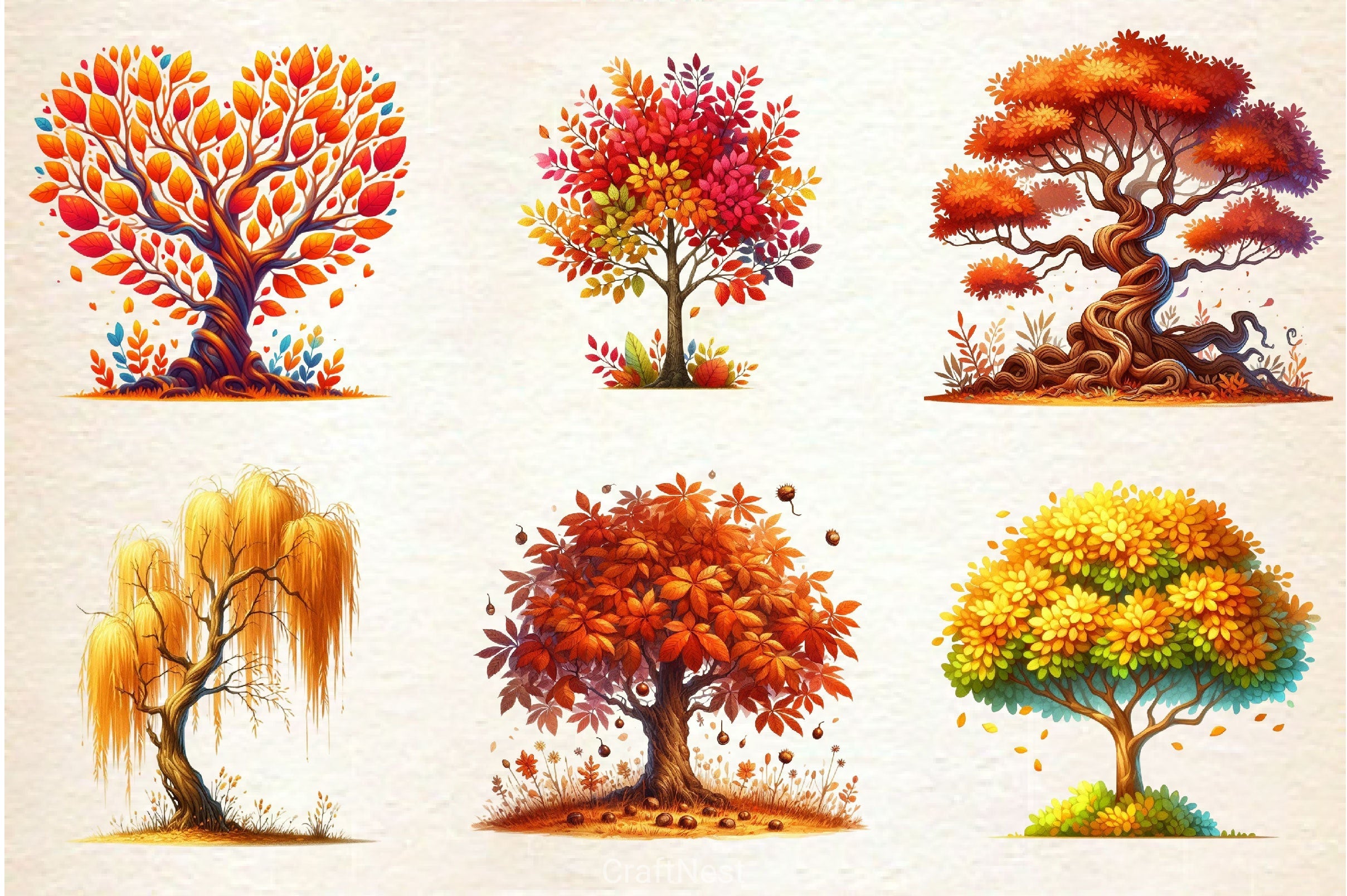 Autumn Tree Clipart Bundle 2