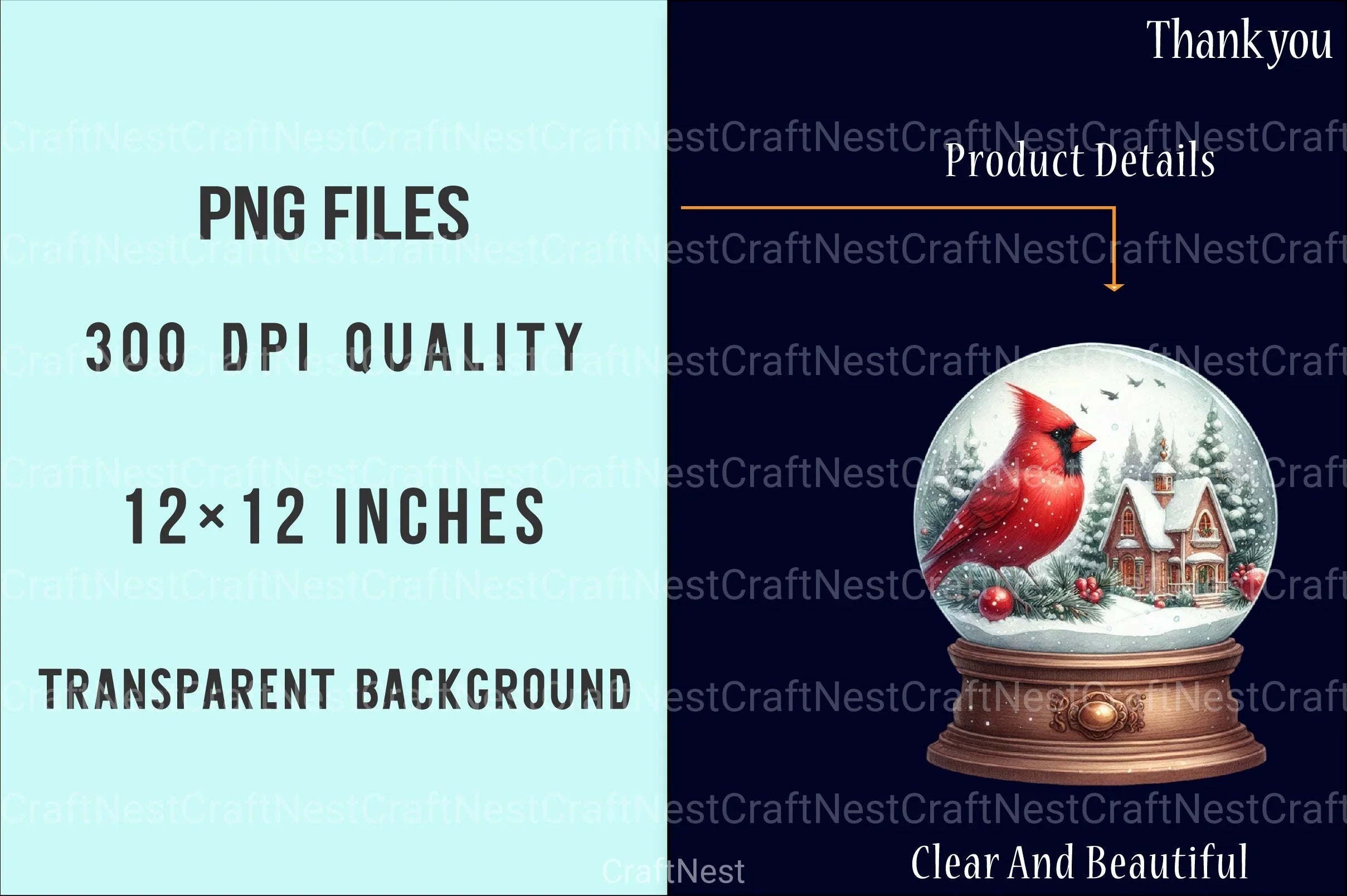 Christmas Red Cardinal Festive Bird Clipart Bundle - Digital Download - CraftNest - Digital Crafting and Art
