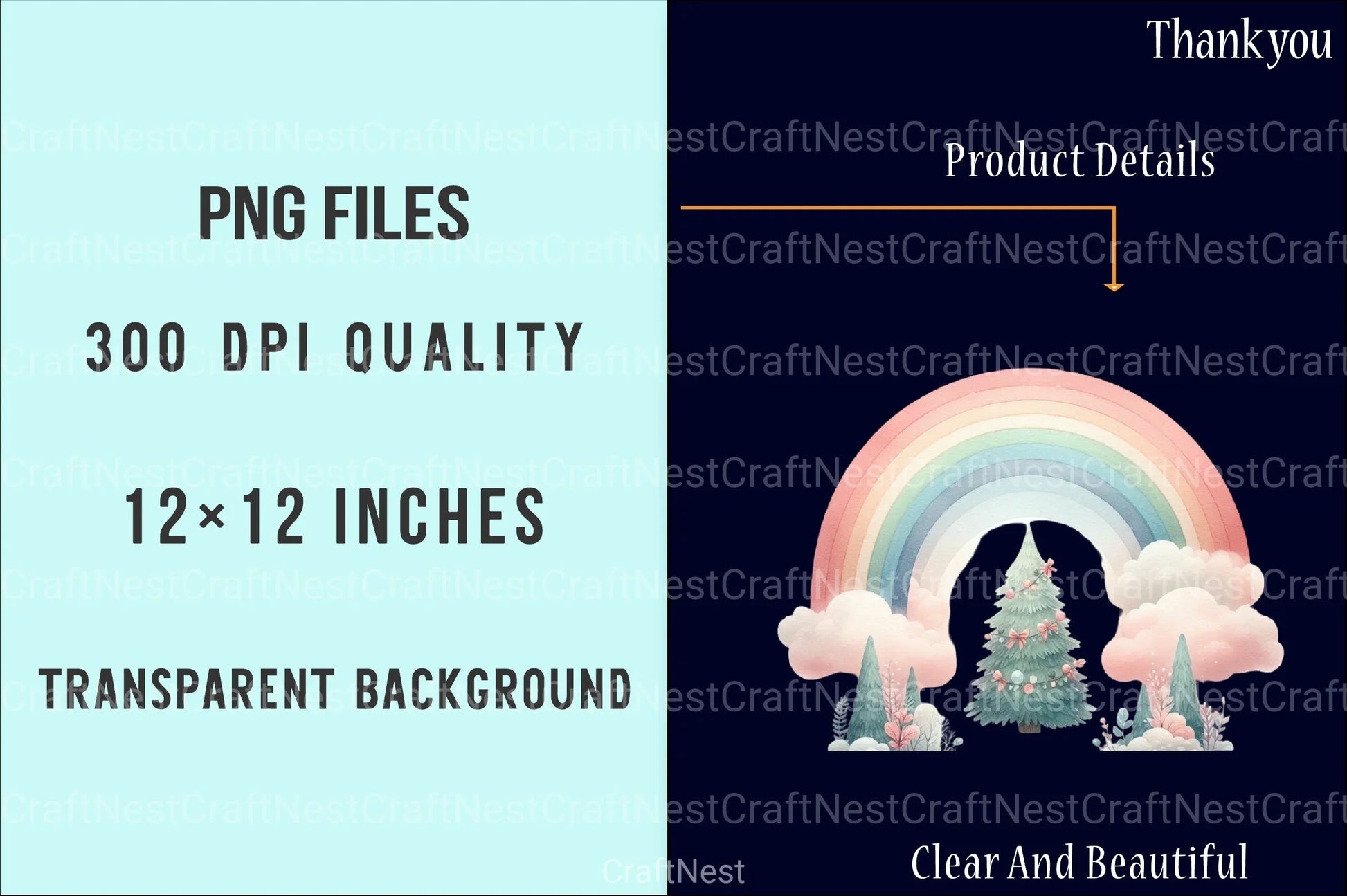 Christmas Pastel Rainbow Clipart Bundle - CraftNest - Digital Crafting and Art