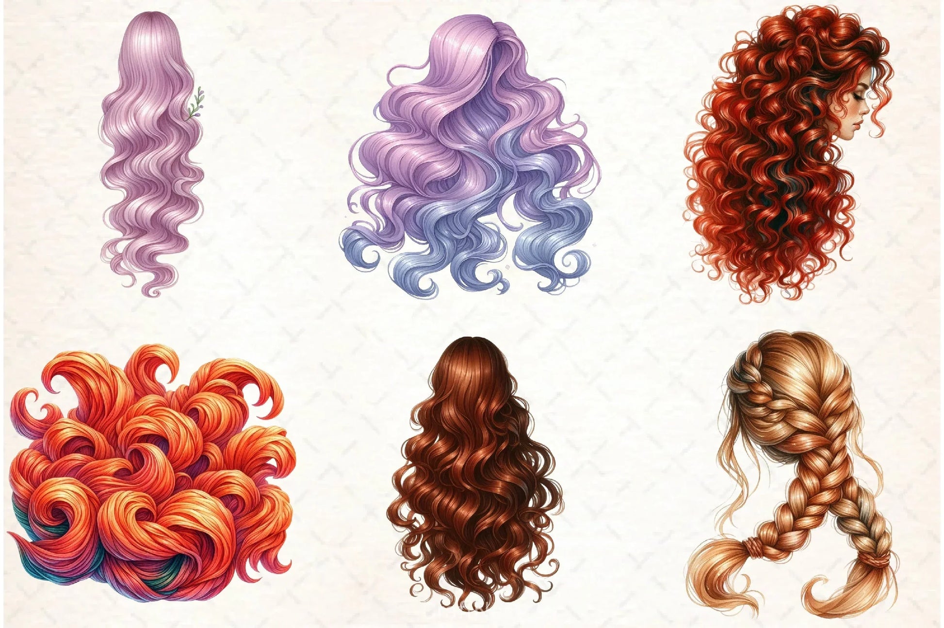 Long Natural Hair Clipart Bundle - CraftNest - Digital Crafting and Art