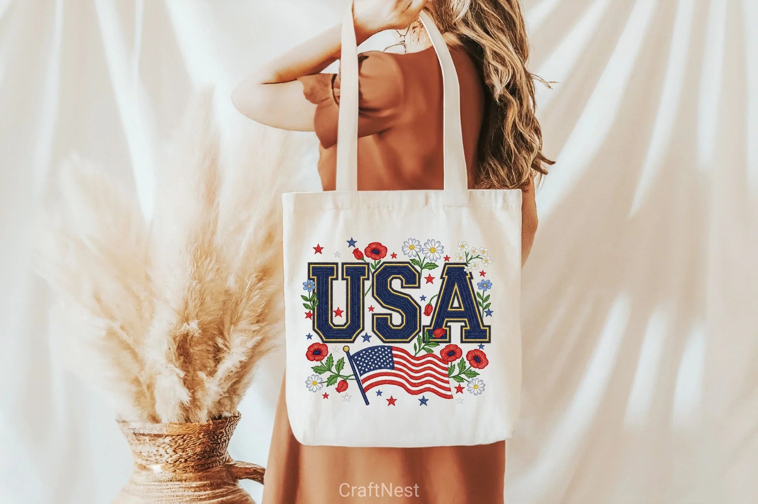 Floral Embroidery USA Retro Clipart Bundle - CraftNest - Digital Crafting and Art